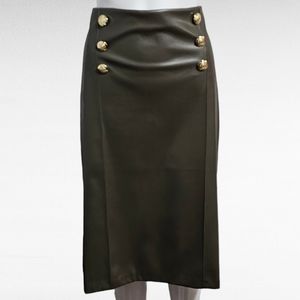 Carol Wren Olive Faux Leather Sailor Pencil Skirt Size XL
